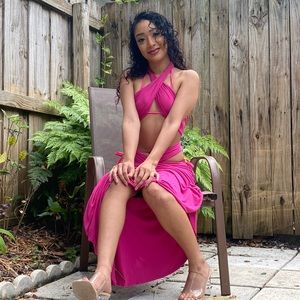 Pink Beach Cover Up Dress (One Size)